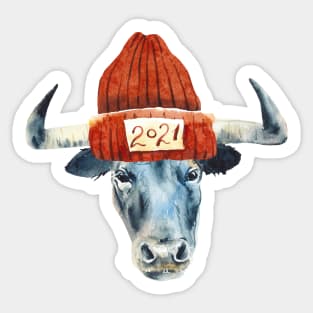 Christmas Cow Sticker